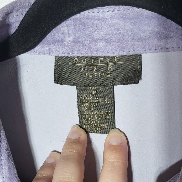 Vintage Outfit JPR Purple Suede Leather Open Front Jacket Petite Medium PM NWT - Picture 7 of 9